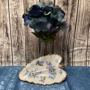 Vintage Royal Crown Hand painted Leaf dish marked 33/990